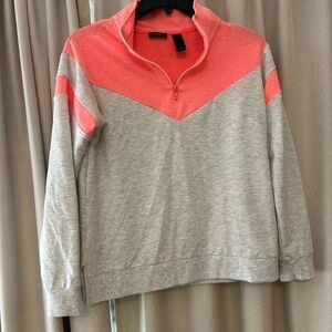 YOUTH Coral and Heather Gray Half-Zip Pullover